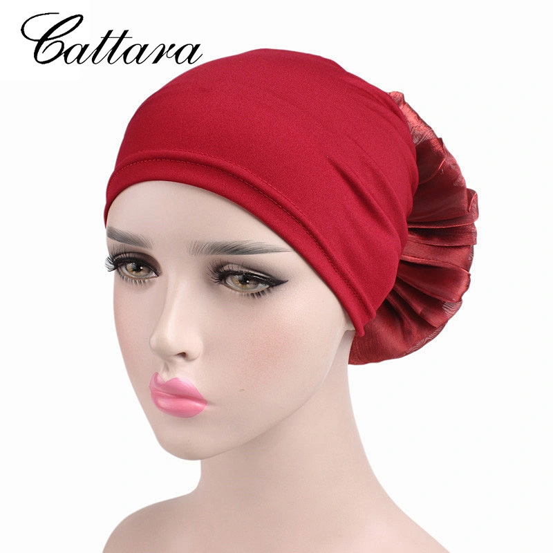 New Style Ladies Stretch Cloth Big Flower Turban Hat