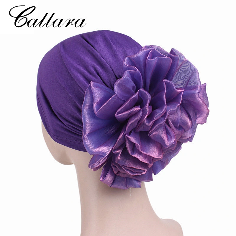 New Style Ladies Stretch Cloth Big Flower Turban Hat