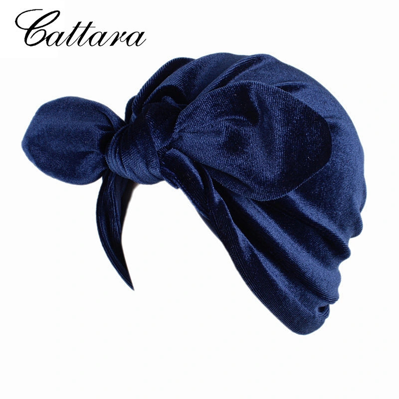 Velvet Bandana Hat With Bow