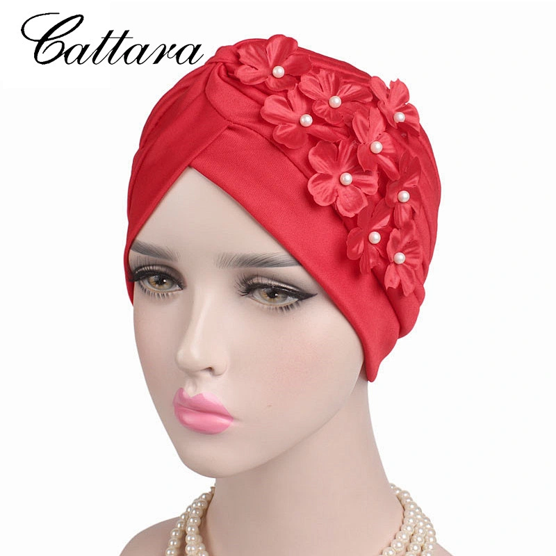 Stretch Plum Blossom Pearl Bandana Hat