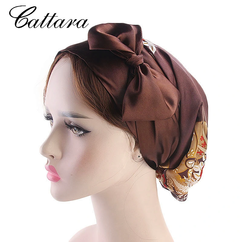 New Ladies Satin Bow Turban Hat