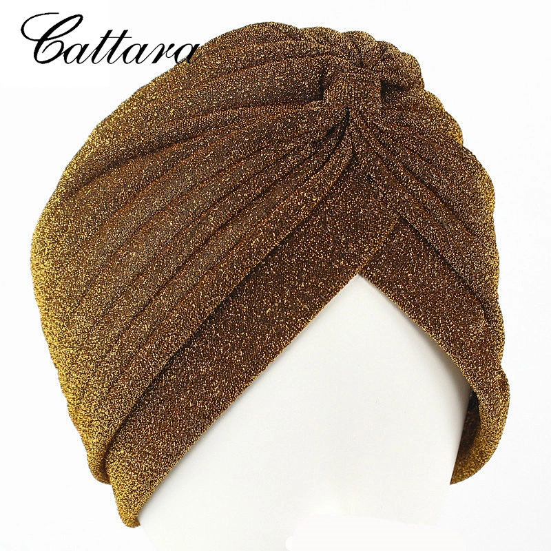 New Gold Bright Silk Indian Hat Turban Hat
