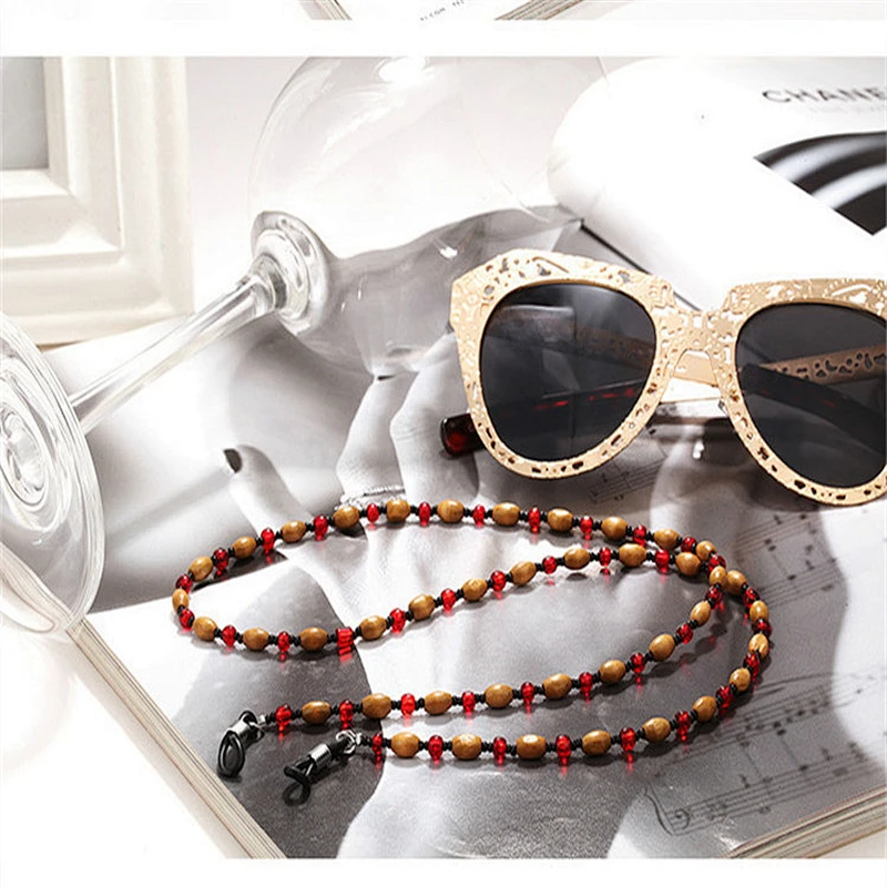 Wooden glasses rope  temperament models reading glasses anti-skid chains glasses chain eyewear accessory