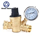 Green-GutenTop Adjustable Brass Lead-free Water Pressure Regulator Reducer With Gauge Inlet Screened Filter For RV ( NH Thread )