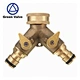 Green-GutenTop 2 way garden hose splitter brass y connector