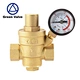 Green-GutenTop Brass Adjustable Reducing Valve Durable Water Pressure Gauge Bar Regulator