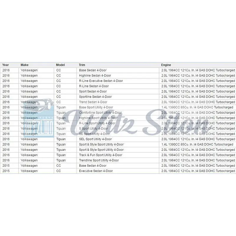1K0121113A vws application for water flange parts