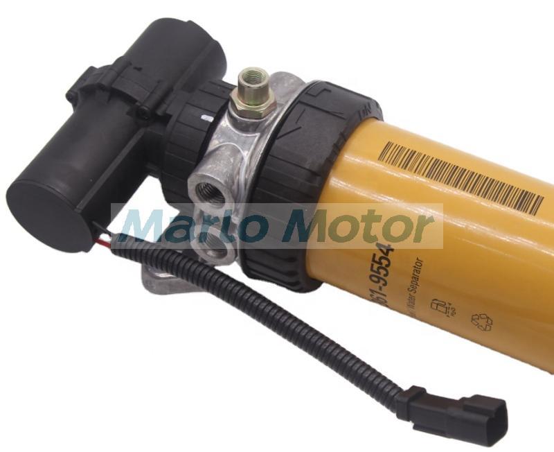 12V diesel fuel water separator for CAT C6.6 3619554 361-9554 fuel filter assembly with fuel pump 228-9129 87802238 RE509530