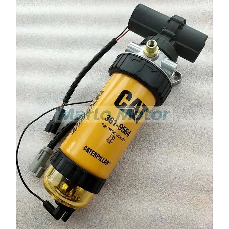 12V diesel fuel water separator for CAT C6.6 3619554 361-9554 fuel filter assembly with fuel pump 228-9129 87802238 RE509530