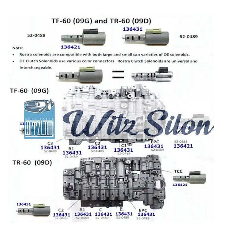 09G TF60SN TR60SN 09G Transmission solenoid Kit for 09G325039A