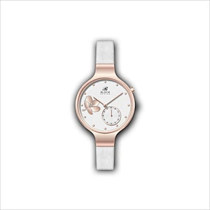 Fashion Ladies Women Stainless Steel Watch with genuine leather