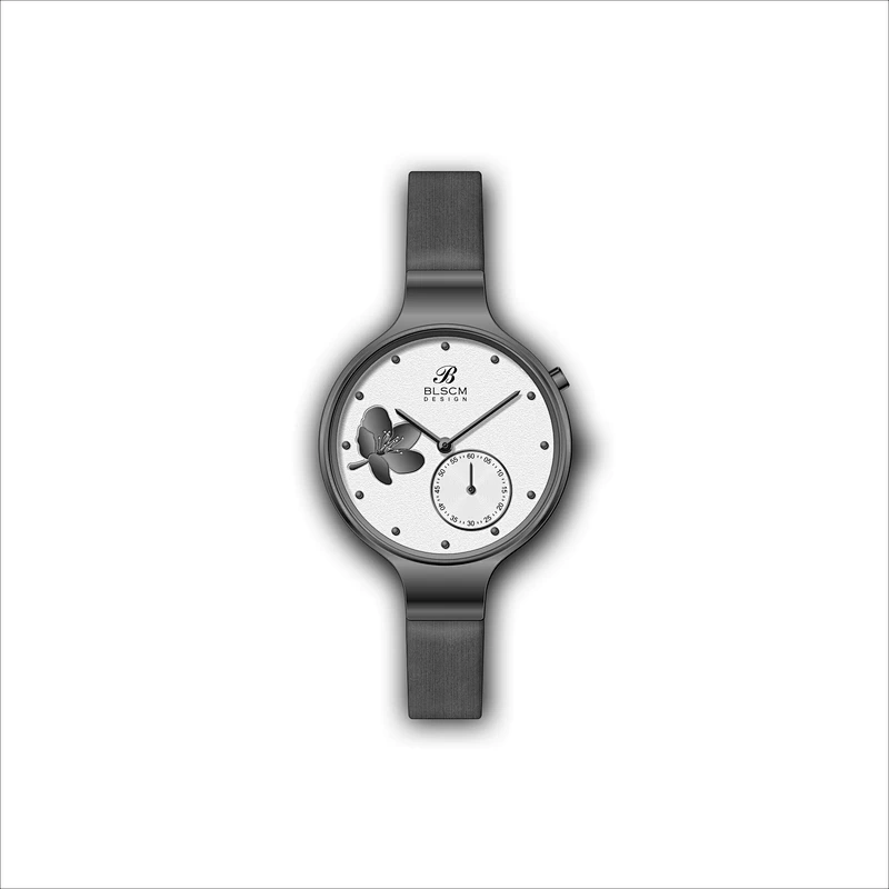 Fashion Ladies Women Stainless Steel Watch with genuine leather