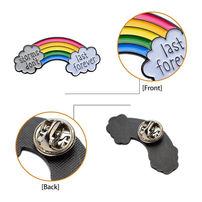 Wholesale bulk cheap no minimum custom design metal pins enamel color rainbow bridge Cloud gay pride soft enamel pin badge