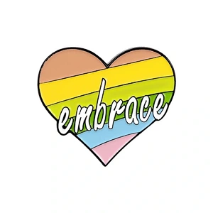 Wholesale custom metal badge soft enamel rainbow lapel pin add glitter