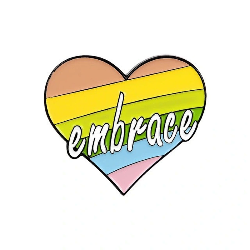 Wholesale custom metal badge soft enamel rainbow lapel pin add glitter