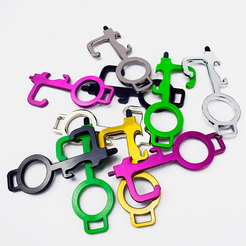 New design spot contactless door opener anti-contact safety protection tool brass EDC key chain bottle opener