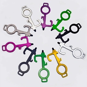 New design spot contactless door opener anti-contact safety protection tool brass EDC key chain bottle opener