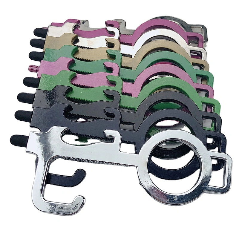 Factory Wholesale Custom Zinc Alloy Zero Contact Key chain No Touch EDC Tool Door Opener Keychain With Bottle Opener