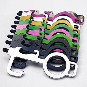 wholesale No touch prevention brass Door opener tool anti-contact safety protection EDC door opener and keychain Corkscrew