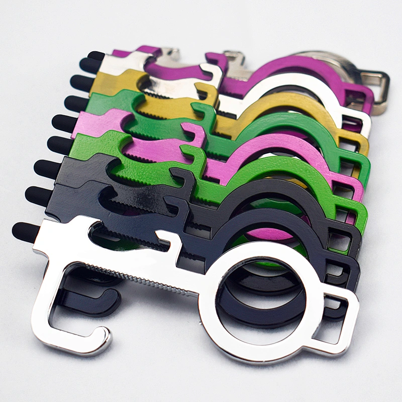 wholesale No touch prevention brass Door opener tool anti-contact safety protection EDC door opener and keychain Corkscrew