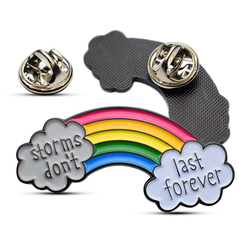 Wholesale bulk cheap no minimum custom design metal pins enamel color rainbow bridge Cloud gay pride soft enamel pin badge