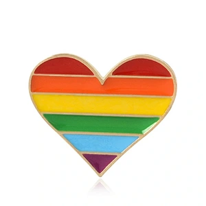 Wholesale custom metal badge soft enamel rainbow lapel pin add glitter