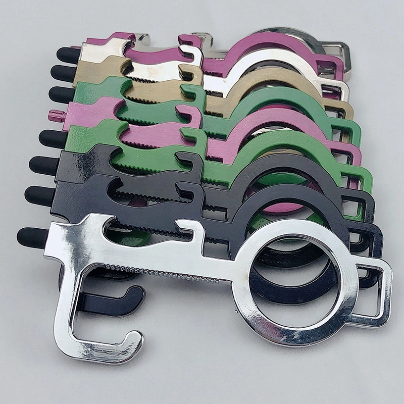 Factory wholesale EDC brass door opener/aluminum zinc alloy contactless tool custom metal keychain with touch pen bottle opener