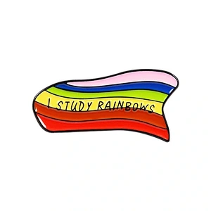 Wholesale custom metal badge soft enamel rainbow lapel pin add glitter