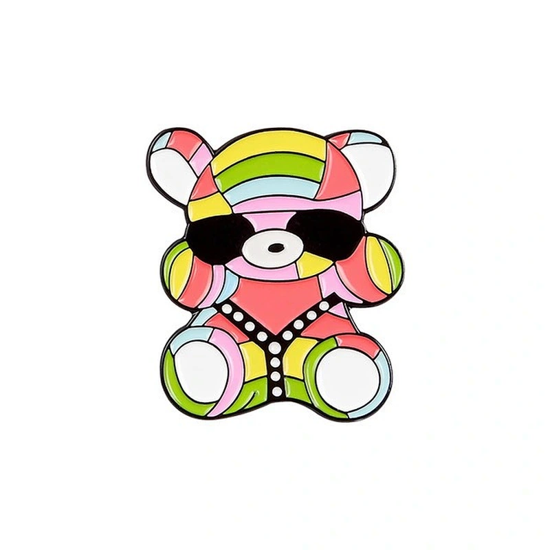Wholesale custom metal badge soft enamel rainbow lapel pin add glitter