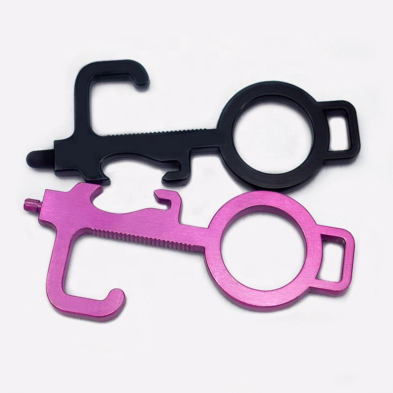 New design personality stylus key chain custom LOGO touchless door opener key chain wholesale brass EDC door opener tool