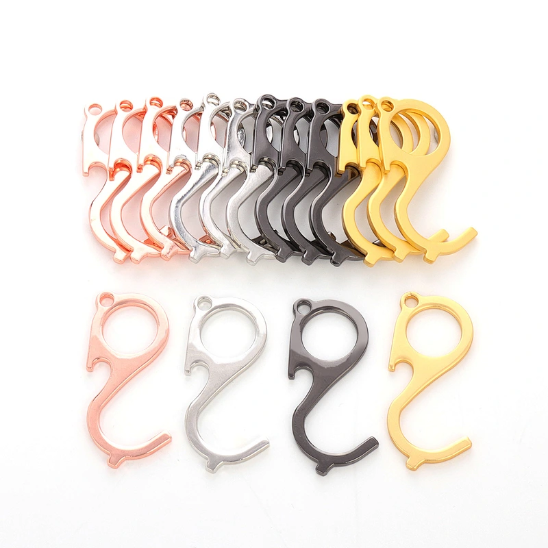 wholesale No touch prevention brass Door opener tool anti-contact safety protection EDC door opener and keychain Corkscrew