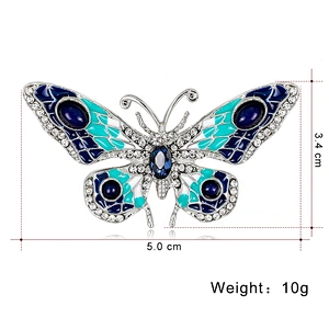 Fashion High Quality Oil Drip Rhinestone Butterfly Brooch