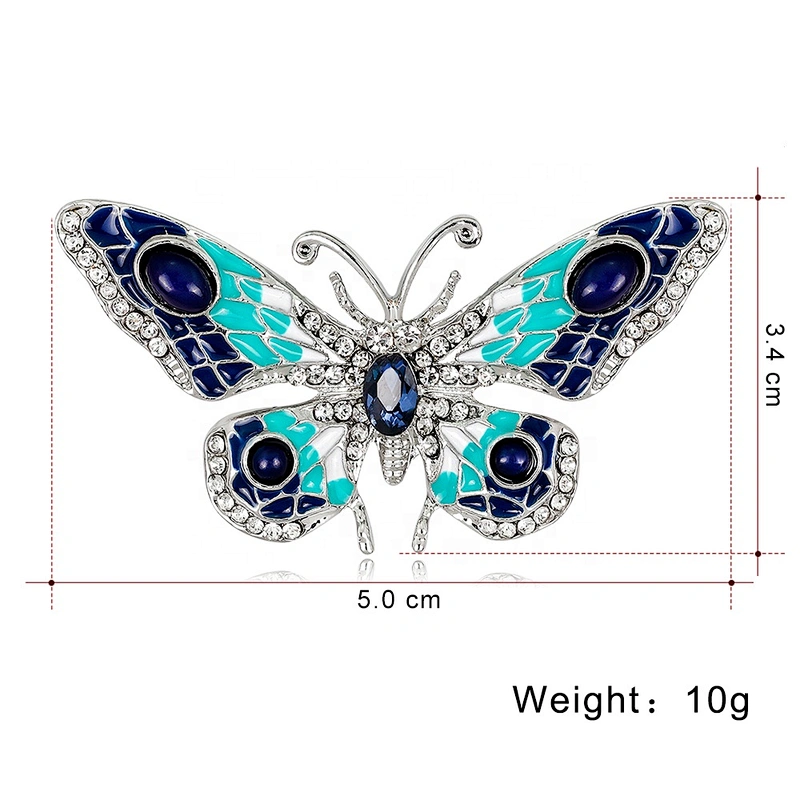 Fashion High Quality Oil Drip Rhinestone Butterfly Brooch