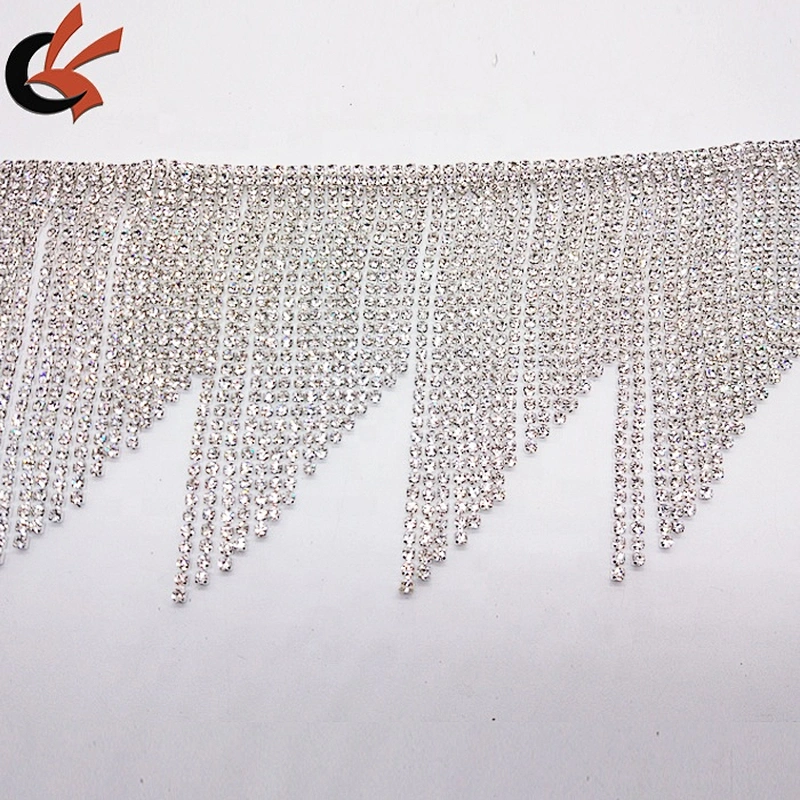 Wholesale sewing 11cm tassel length crystal rhinestones appliques fringe trimmings
