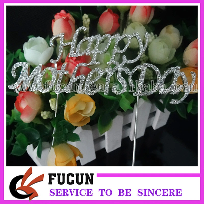 new arrival clear rhinestone Happy Mother's day cake topper