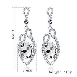 Art Deco Bridesmaid Teardrop Glass Rhinestone Earrings