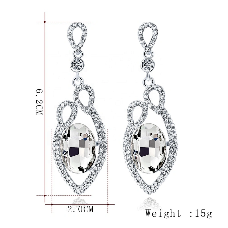 Art Deco Bridesmaid Teardrop Glass Rhinestone Earrings