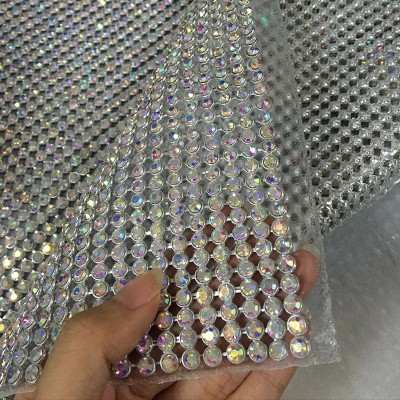 High Quality Shoe Decoration Hot Fix AB Crystal Rhinestone Sheet Mesh Design