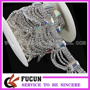 Bridal wedding craft applique multi shape rhinestone crystal silver trim