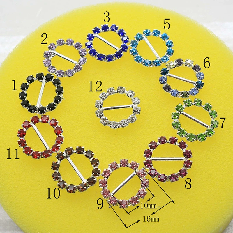 Fashion round colorful silver plated rhinestone buckle for Chair Sash