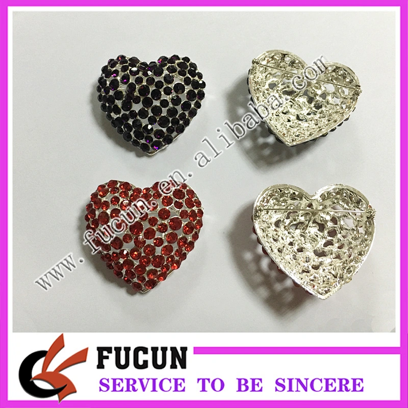 Manufacturer Wholesale Alloy Bulk wedding bridal rhinestone heart shape brooch