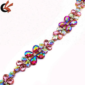 AB clear rhinestone cup chain trimming for clothing