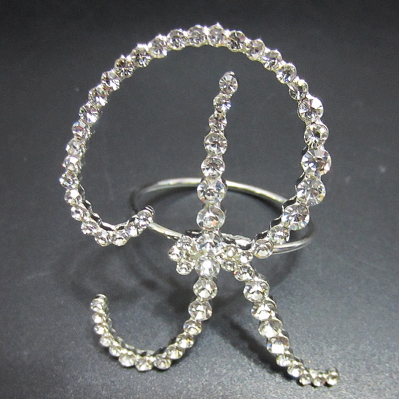 Hot selling rhinestone lettes design letter R monogram alphabet napkin ring