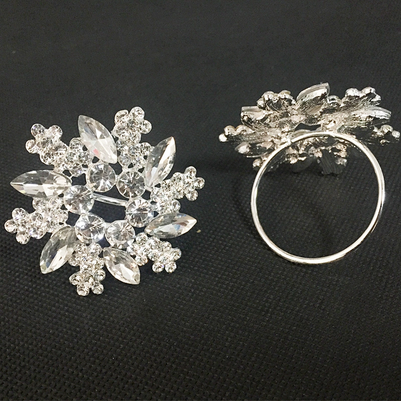 High Quality Rhinestone Home Decor Glass Crystal Snowflake Napkin Ring