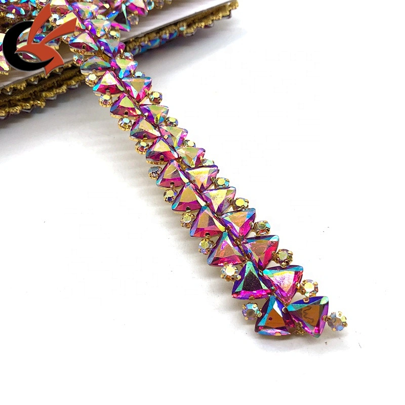 Colorful fancy AB colors chain crystal rhinestone trimming for clothes