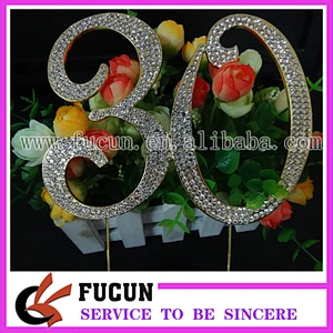 12CM  Number 0-9 large Custom Red Rhinestone Crystal Cake Topper