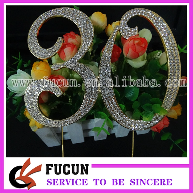 12CM  Number 0-9 large Custom Red Rhinestone Crystal Cake Topper