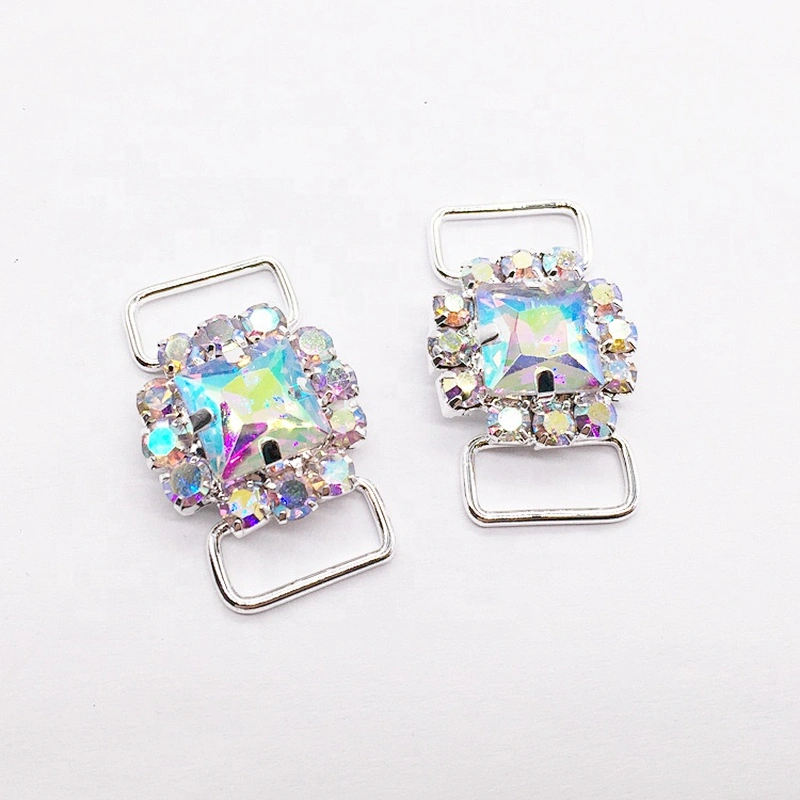 Wholesales Cheap Silver Plated Alloy Crystal Rhinestone Button Bikini Connector