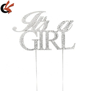 New It is a boy It is a girl gold rhinestone cake topper Gender Reveal Cake Topper