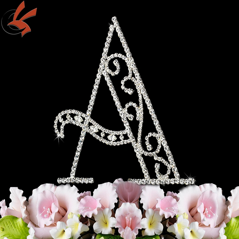 letter H rhinestone monogram wedding cake topper
